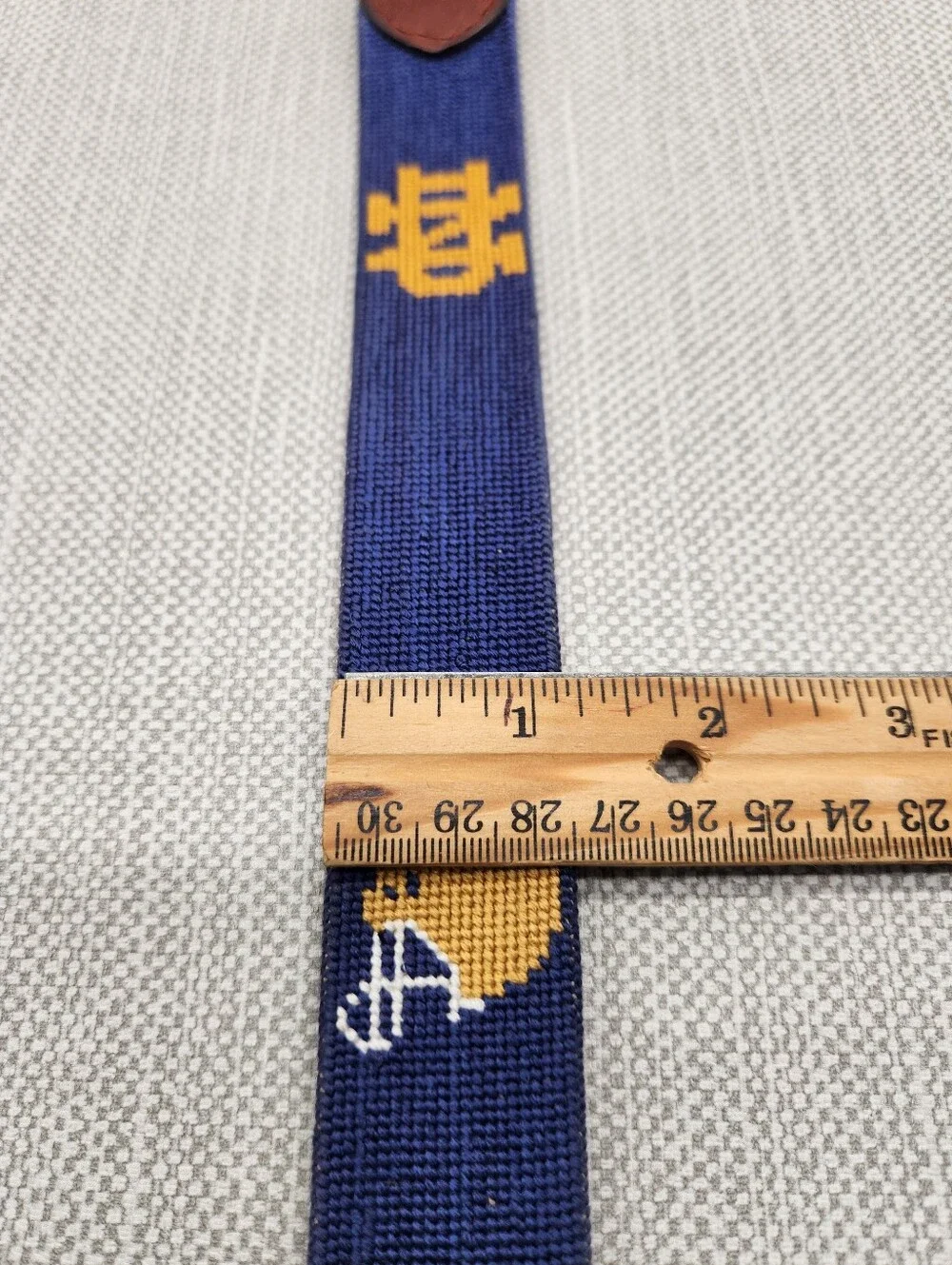 Smathers & Branson Sz 40 Belt Notre Dame Needlepoint Hand Stitched Brass Buckle
